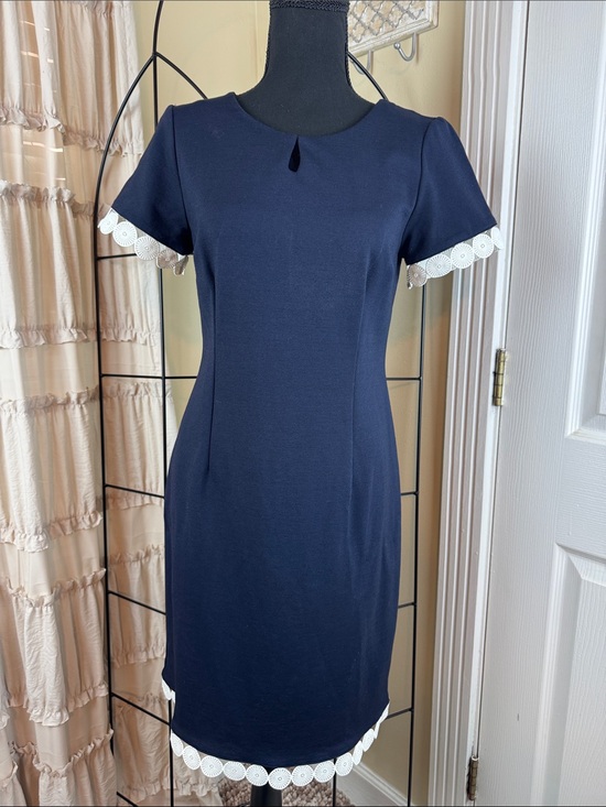 Talbots Dresses & Skirts - Talbots Navy Dress with White Trim Size 4P